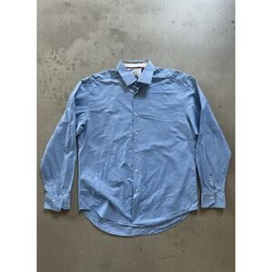 Robert Graham Men’s Long Sleeve Button Front Shirt Blue Textured Dot Pattern XL